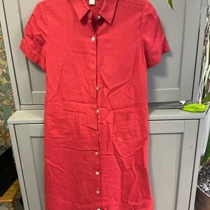 Casual Corner Red Mini Shirt Dress